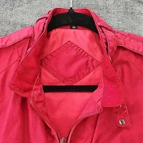 VTG Burgundy Harrington Style Bomber Jacket Zip Up Casual Outerwear Size 46 - Picture 4 of 7